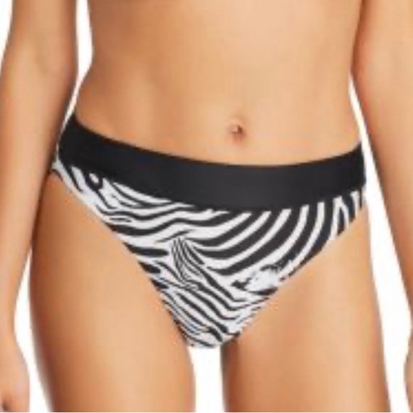 FINAL PRICE NWT Pilyq Zebra High Waisted Bikini Bottoms Full Coverage Size Small - Picture 2 of 7
